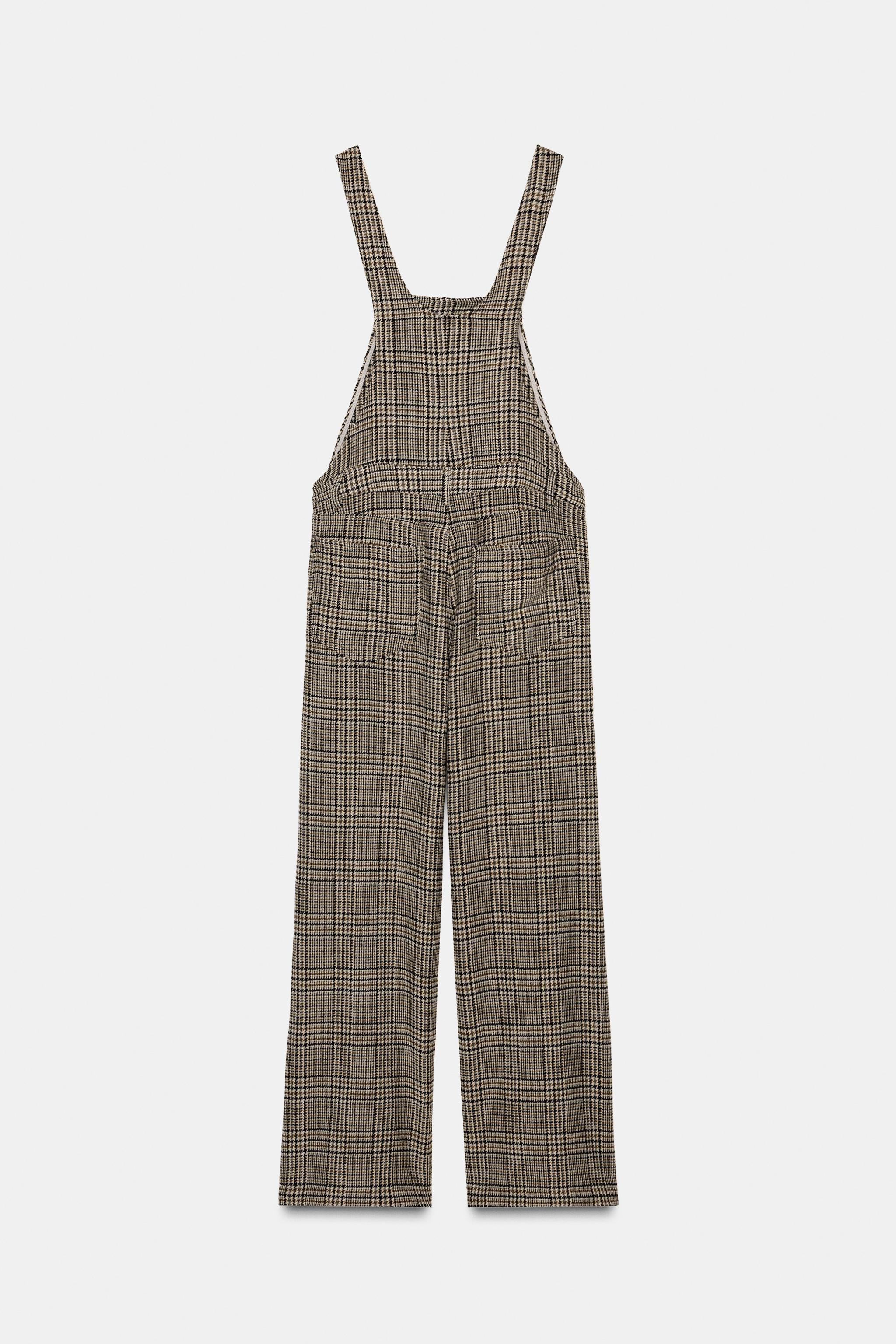 PLAID WOOL BLEND LONG JUMPSUIT